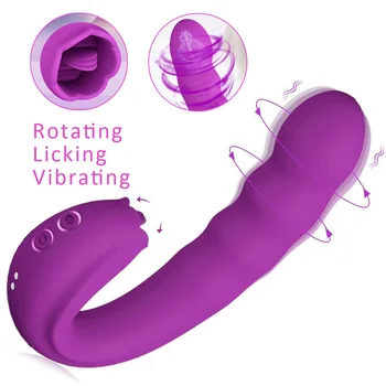 Clítoris, Lamer Rotación De Punto G Vibrador, 3 En 1 Clítoris Lengua Consolador Vaginal Vibrador Estimulador De 10 Modos De Juguetes Sexuales Para La Mujer