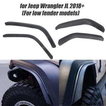 Coche Ensanchar los Guardabarros Guardabarros de la Rueda de la Ceja Recorte 4pcs para Jeep Wrangler JL 2018+ Bajo Modelos de Fender