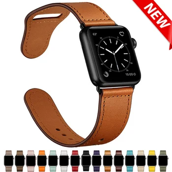 Correa para el apple watch 6 banda de 44 mm 40 mm correa 42mm 38mm smartwatch correas de reloj de cuero Genuino pulsera de iwatch 5 4 3 2 SE band