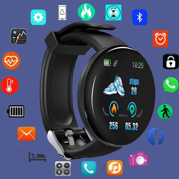 D18 Reloj Inteligente Hombres Mujeres Smartwatch de Presión Arterial Digital resistente al agua Relojes de los Deportes de Fitness Tracker Reloj de Apple venda de Reloj