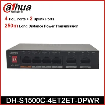 Dahua 4CH Switch PoE DH-S1500C-4ET2ET-DPWR 4CH Interruptor de Ethernet con 250m de Alimentación de Tránsito a Pie de Soporte PoE PoE+&Hi-PoE Protocolo