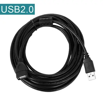 De alta Calidad de 0,6 M 1M 1.5 M 3M 5M USB 2.0 a Macho a Una Hembra de Sincronización de Datos del Cargador del Cable de Extensión Cable Negro de los Cables de Datos Accesorios
