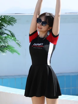 Deportes Traje de baño de las Mujeres Conservadoras Nadar Vestido Delgado del Vientre de Cover Girl de trajes de baño de 2022 de Una pieza Nueva Adulto Damas coreano de la Moda