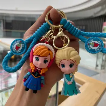 Disney Anime Figura Congelado Elsa Anna Olaf, Kristoff Sven Silicona Muñeca Llavero Bolsa llavero Accesorios de Regalo de Cumpleaños de los Niños