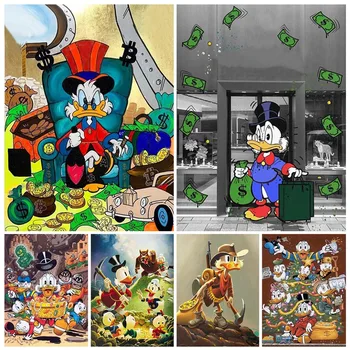 Disney Arte de Lujo Pato Donald Diamante de la Pintura de la Historieta de la Moda Mosaico de la Imagen Completa de Diamante Bordado 5D de Bricolaje, Decoración del Hogar