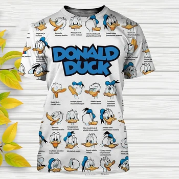 Disney Pato Donald Camisetas de dibujos animados de Anime de la Impresión 3D de la Ropa de las Mujeres de los Hombres de Moda Casual Camiseta de gran tamaño Niños Camisetas Tops Ropa