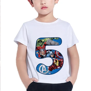 Disney Super Cool Cumpleaños Número 1 2 3 4 5 6 7 8 9 dibujos animados De 2022 en Verano los Niños T-shirt Versión coreana de Chicos Lindos de Spiderman Camisetas