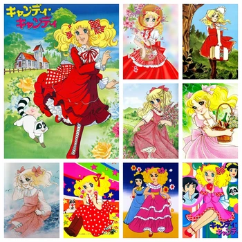 DIY Japonesa de dibujos animados de Candy Candy Diamante Pintura de Anime de la Muchacha de Flor de punto de Cruz, Kits de Bordado Imagen de Mosaico Manualidades de Decoración para el Hogar