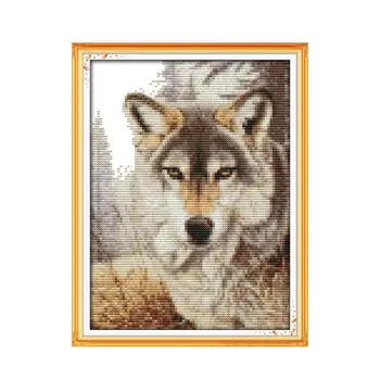 Espíritu de lobo (2) kit de punto de cruz de animales 18ct 14ct 11ct contar impreso en lienzo de costura bordado DIY hechos a mano de costura