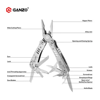 Ganzo G300 serie G302H G302-H Multi alicates 26 de la Herramienta en la Mano Conjunto de herramientas Destornillador Kit Portátil Plegable Cuchillo Inoxidable pinzas