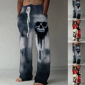 Hip Hop de la Moda del Estilo de los Elementos de Patrón Impreso de la Calle Pantalones Elástico Flojo Hombres Pantalones XS-8XL