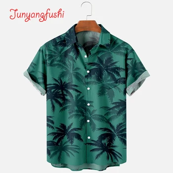 Hombres de la Moda de Verano de la camiseta de Hawaii de la Impresión en 3D Casual Cómodo Botón de Una Camisa de Manga Corta de la Playa, Además de Polo de Tamaño del Cuello de la Camisa