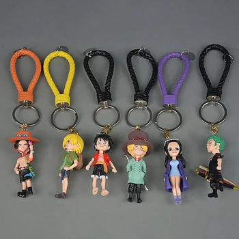 La acción de Una sola Pieza Llavero 3D PVC Luffy Zoro Sanji Modelo de Figura Juguetes Bolsa Colgante de Una Pieza Anime Figura Buscador de Clave Para los Fans
