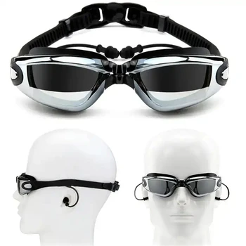 La miopía Gafas de la Natación del Auricular de Adultos Profesionales de Silicona Gorro de Natación de la Piscina Gafas anti niebla Hombres Mujeres Óptica impermeable Gafas