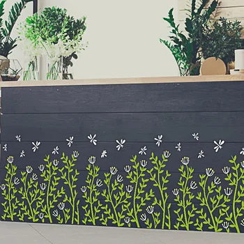 Las flores de las Plantas de vinilos Carteles de la Tienda de Café Ventana Pegatinas de Pared Extraíble Auto-adhesivo Fondos de pantalla de la Decoración del Dormitorio
