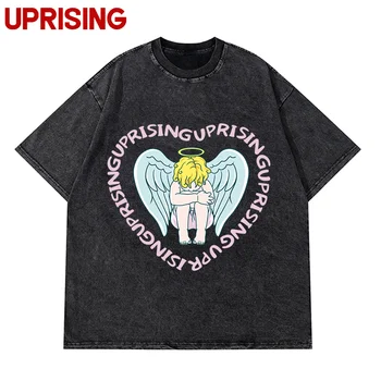 Lavados Vintage Camisetas de Anime Camiseta de Harajuku Camiseta Oversize de Algodón de la moda Streetwear unisex superior a77