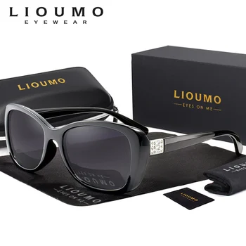 LIOUMO Retro Gafas de sol Polarizadas de las Mujeres Clásicas de la Marca de Diseño de Diamante Marco de la Moda Femenina de Lentes de Gradiente de la Lente UV400 zonnebril