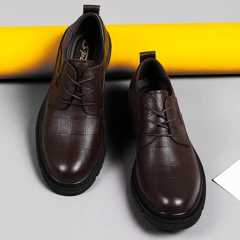 Los hombres Zapatos de Cuero Casual Suela Suave Versátil de Negocios cordones Transpirable Ligero de Estilo para los Hombres Mocasines al aire libre Zapatos de Conducción