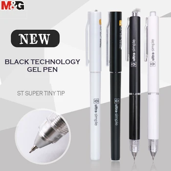 M&G 10pcs/lot 0,38 mm/0.5 mm Ultra Fino Negro Tecnología de la Pluma de Gel Negro de Recarga de Tinta Bolígrafo de Gel de la Escuela de Suministros de Oficina Bolígrafos
