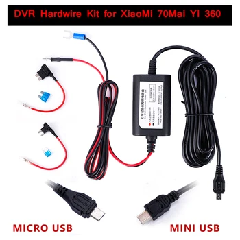 Mini Micro USB para el Coche Dash Cámara Cargador Adaptador Cam Alambre Duro DVR Kit de instalación eléctrica Permanente para XiaoMi 70Mai YI 360 3.2 m 12v-24v a 5v 2.5 a