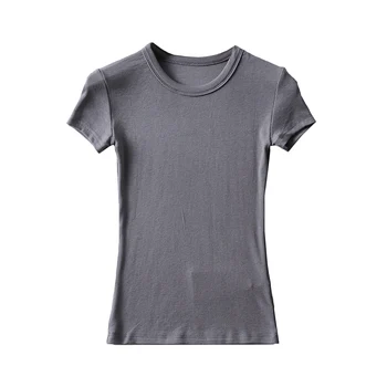 Moda camiseta mujer de algodón de la camiseta de las mujeres camisas de Verano tops de 2022, de manga corta o de cuello básico casual de la camiseta vintage de ropa