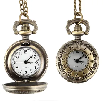 Moda elegante de la Vendimia del Reloj de Bolsillo de Aleación Número Romano Hora Dual de la Pantalla del Reloj Collar de Cadena de Relojes chico chica Regalos de Cumpleaños