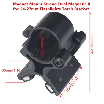 Montaje magnético Fuerte de Doble Magnética X 24-27 mm 27 mm-30 mm Linternas de la Antorcha Soporte del Ámbito de aplicación de la Pistola de Barriles de Montaje Táctico