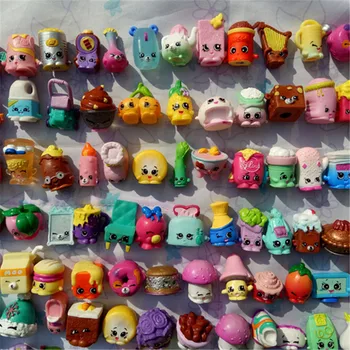 Nueva 50pcs Mezcla de Mini Muebles de la Comida de la Fruta de Muñecas Juego de Pretender Shopkines Temporada 1 2 3 4 5 6 7 Figuras de Acción de Juguete de los Niños de las Niñas Gif