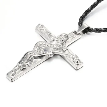 Nueva Moda de la Personalidad de la Caída Collar para los Hombres la Cruz de Jesús Guitarra de diamantes de imitación Colgante de Collar de la Joyería