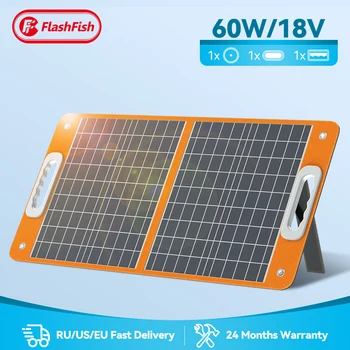 Panel Solar portátil de 60W 18V Cargador Solar Plegable con Salida de CC Tipo DP-c/QC3.0 Solares, Generador De Teléfonos Tablets