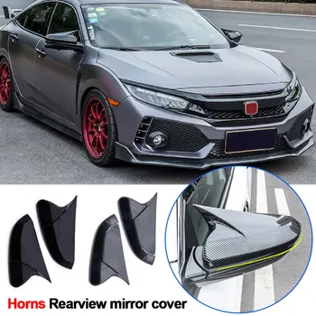 Para Honda Civic 2016-2019 Espejo de la Vista Posterior de la Cubierta Cubierta del Espejo Forma de Cuerno de ABS Negro Brillante Lado de la Cubierta del Espejo Retrovisor Tapas