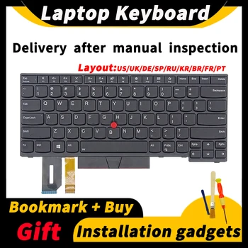 Para Lenovo US/UK/DE/SP/PT/RU/KR/FR/FR E480 E485 E490 E495 L380 L390 L480 R480 T480S L490 T490 T495 teclado de un portátil 01YP280
