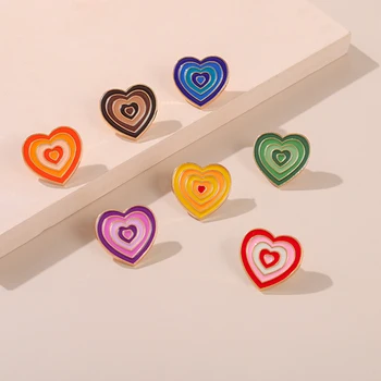 Personalizado arco iris de Color de Esmalte en forma de Corazón Pin de la Broche de la Ropa de Vaquero de la Bolsa de Vacaciones para Niños Regalo Precioso Bolso del Zapato de la Insignia de Mayorista