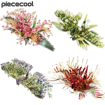 Piececool Metal Modelo 3D Rompecabezas de Flores DIY Kits de Rompecabezas Adolescente Juguetes Cerebro Teaser de la Construcción de Kits para Adultos