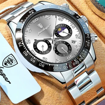 POEDAGAR de Lujo Hombre reloj de Pulsera Deportivo Cronógrafo Luminoso Impermeable de la Fecha de los Hombres Reloj de Acero Inoxidable de los Hombres Relojes de Cuarzo Reloj