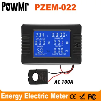 PowMr PZEM AC 6in1 220V100A monofásico Digital Ampermeter de Energía Voltímetro Amperímetro Voltios Vatios Kwh Factor de Medidor de Split CT