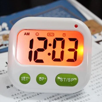 Reloj de alarma del LCD Digital de la Vibración del Reloj a pilas Portátiles Modernos Temporizador de Reloj con luz de fondo Compatible con w/ Home