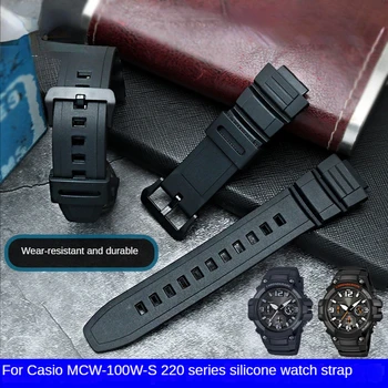 Reloj del silicón de la Correa para Casio 5434 MCW-100H W-S220 Serie Cómodo Suave Impermeable a Prueba de Sudor Correa de Accesorios 16mm