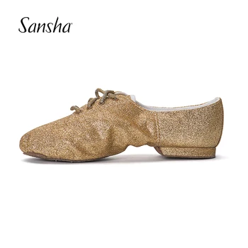 Sansha Unisex Brillo Increíble Suela partida Brillante Moderna, Danza Jazz Zapatos de Oro Negro Plata Rendimiento de Zapatos JS9GL