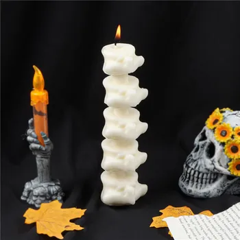 Simulación del Cuerpo Humano de Silicona Moldes de 5 Vértebras de Aromaterapia de la Vela del Molde DIY Yeso Fabricación de la Vela de Decoración de Halloween