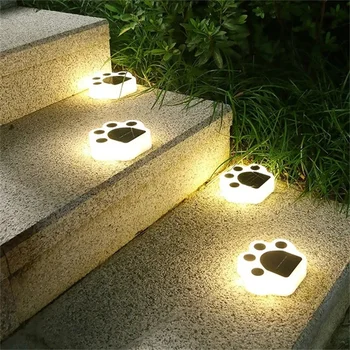 Solar del LED de Luz de Jardín al aire libre Impermeable de la Decoración del Jardín Perro Gato Animal de la Impresión de la Pata Luces de la Ruta del Césped de la Lámpara de la Cadena de Caminos de Luz