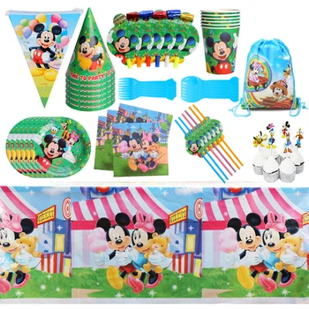 Tema de Mickey Mouse Fiesta de Cumpleaños Decoración de la Taza de Papel de Paja de la Máscara de Mantel Desechable de los Niños de las fuentes del Partido