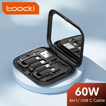 Toocki 4 en 1 PD 60W USB A USB Tipo C Cable de Datos Cable Para Macbook Portátil Micro USB Tipo de Cable Lightning Cuadro Conjunto Con el Titular de la