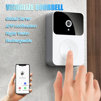 visualizar smart wifi timbre de la puerta con la noche de la visión, soporte de la aplicación de almacenamiento en la nube, auto de captura de vídeo en función de la llamada de