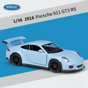 WELLY Diecast 1:36 Escala De 2016 Porsche 911 GT3 RS Coche Deportivo Tire hacia Atrás el Modelo del Coche del Coche de Metal de Aleación de Coche de Juguete Para el Niño Regalos de Colección
