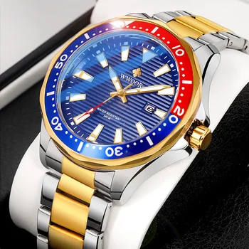 WWOOR 2022 Nuevo de Lujo Militar Reloj de Oro para Hombre de los Deportes de Buzo de Cuarzo 30ATM Impermeable Luminosa de la Fecha de Relojes Relogio Masculino