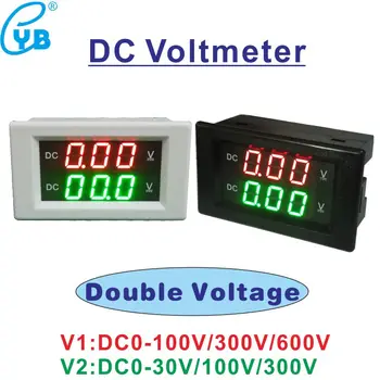 YB4835VV Medidor de Voltaje Doble Voltímetro DC 0-30V 100V 300V DE 600 Voltios Indicador del Panel 0.39